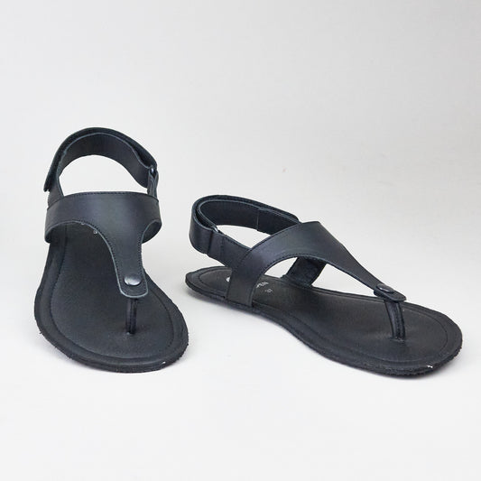 Shapen Nomad Black Leather Sandalen Barefoot Womens